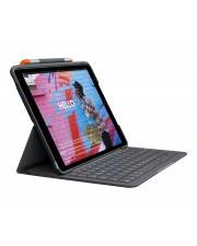 Logitech Slim Folio - Tastatur und Foliohülle - kabellos - Bluetooth LE - QWERTZ - Schweiz - Oxford Gray - für Apple 10.