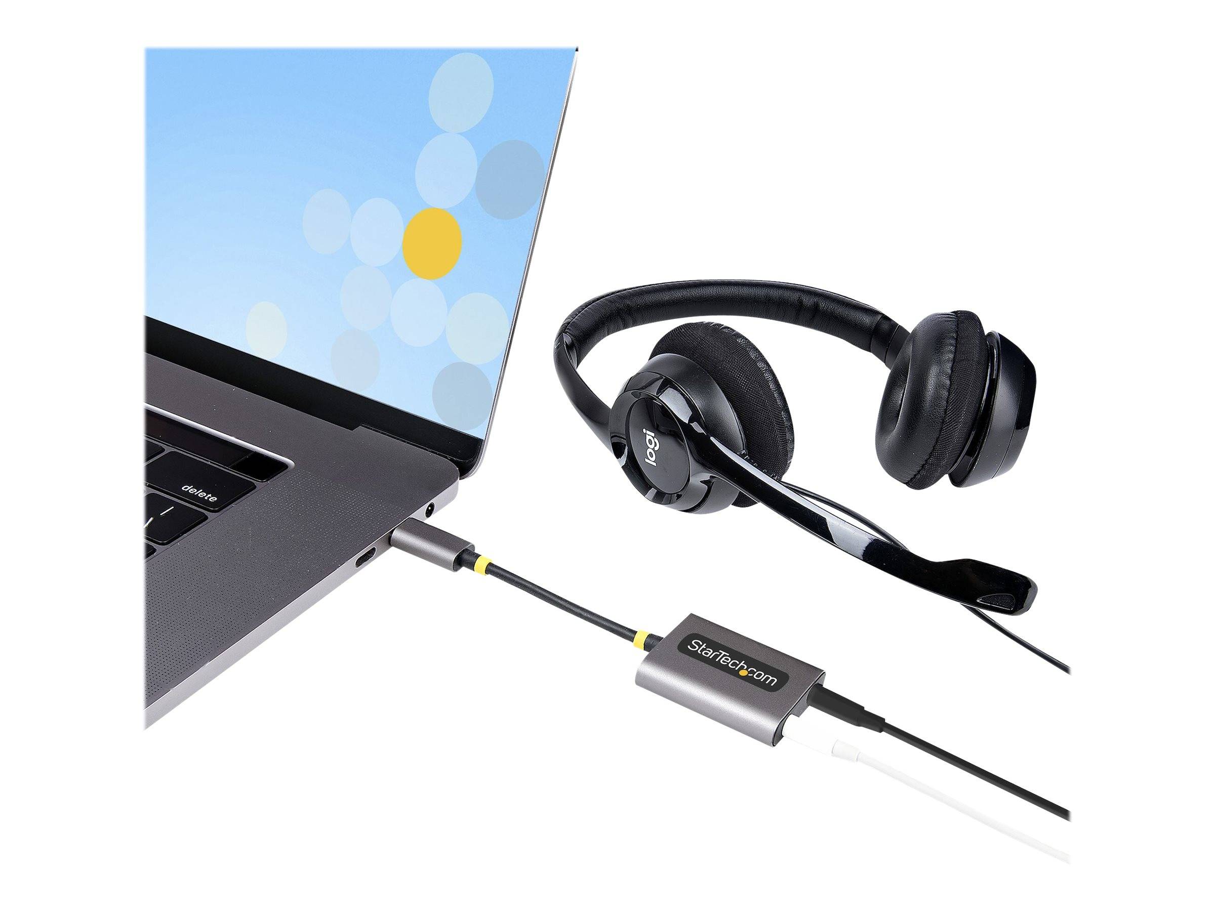StarTech.com USB-C Headphone Splitter, USB Type C Dual Headset Adapter w/Microphone Input, USB C to 3.5mm Adapter/Earpho