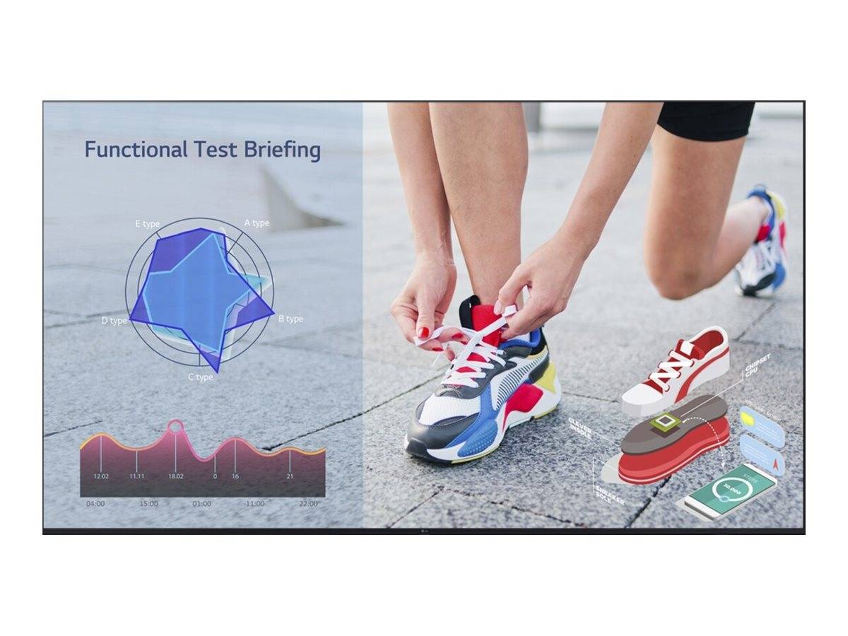 Läufer, der einen farbigen Sneaker auf dem Pflaster bindet, neben einer Grafik zur „Funktionalen Testbesprechung