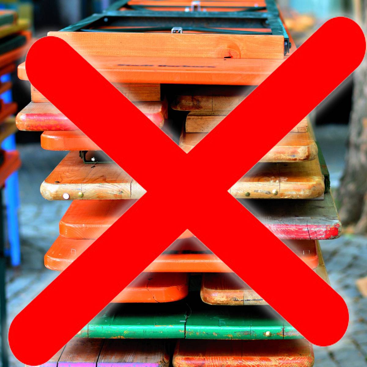 SkyRevolt Wandhalterung für Biertischgarnitur Festzelt-Garnitur Wand-Aufhängung Halterung-Set für 1 Tisch 2 Bänke 4x Stahl-Wandhaken inkl. Befesti