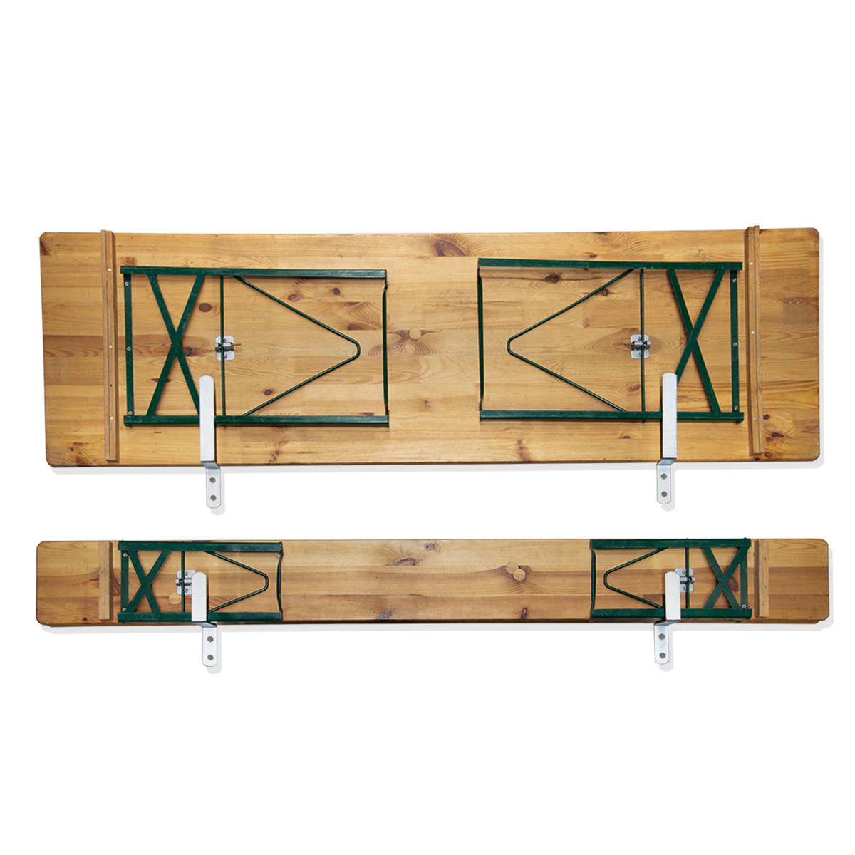 SkyRevolt Wandhalterung für Biertischgarnitur Festzelt-Garnitur Wand-Aufhängung Halterung-Set für 1 Tisch 2 Bänke 4x Stahl-Wandhaken inkl. Befesti