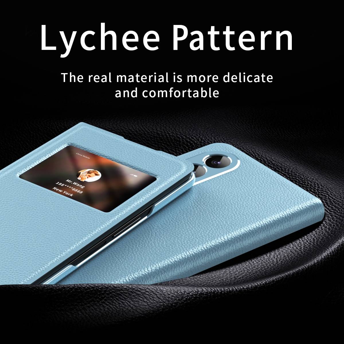 Für Samsung Galaxy Z Fold4 5G Window View Flip Cover Kunstleder Handy Tasche Hülle Etuis H-Blau