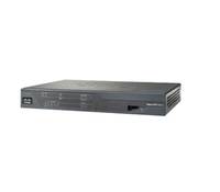 Schwarzes Netzwerk-Router- oder Switch-Gerät auf weißem Hintergrund, leicht nach rechts geneigt.