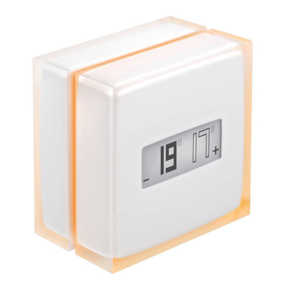 Ein minimalistisches digitales Thermostat, das 