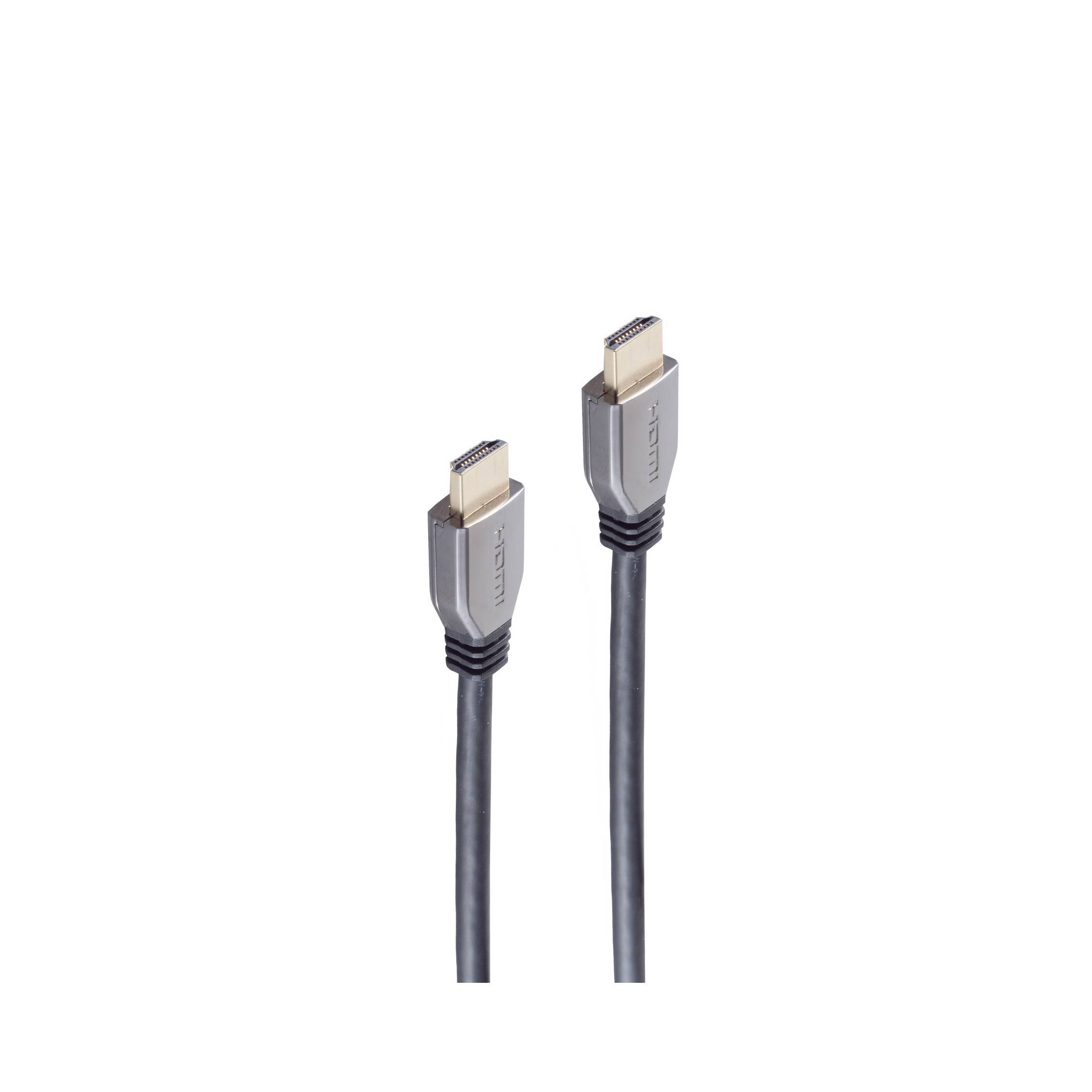 Zwei schwarze HDMI-Kabel mit vergoldeten Steckern auf einem einfachen weißen Hintergrund.