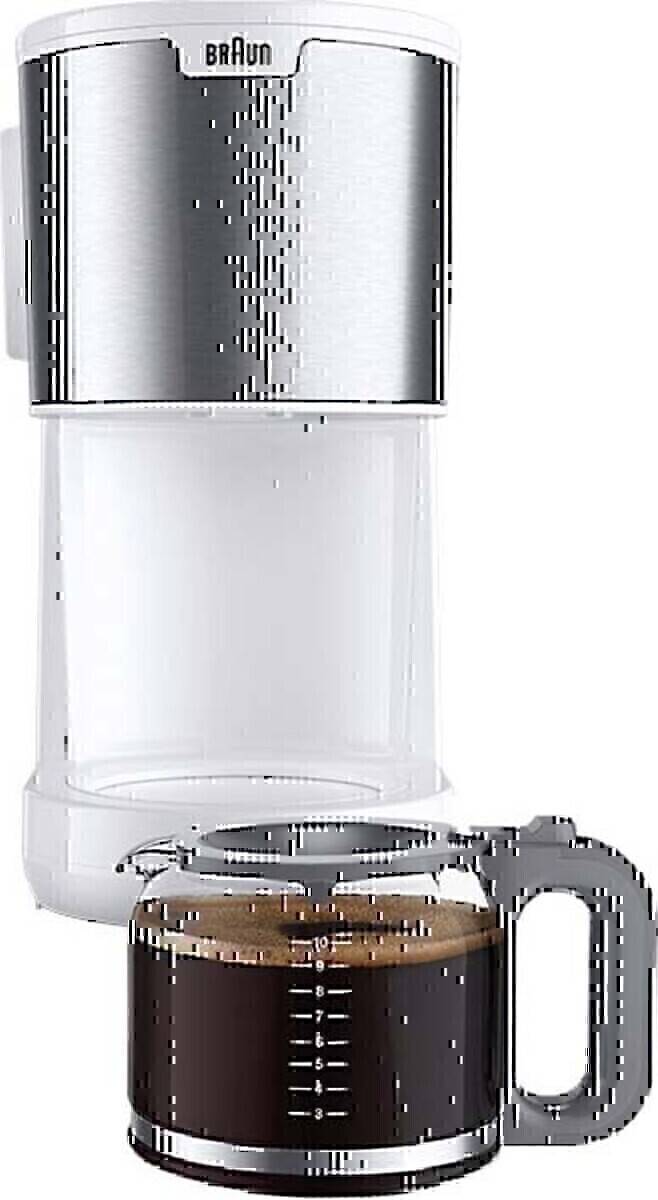 Ein transparenter Gewürzglas mit einem Deckel aus Edelstahl und einem integrierten Mahlmechanismus, auf einem schlichten weißen Hintergrund platziert.