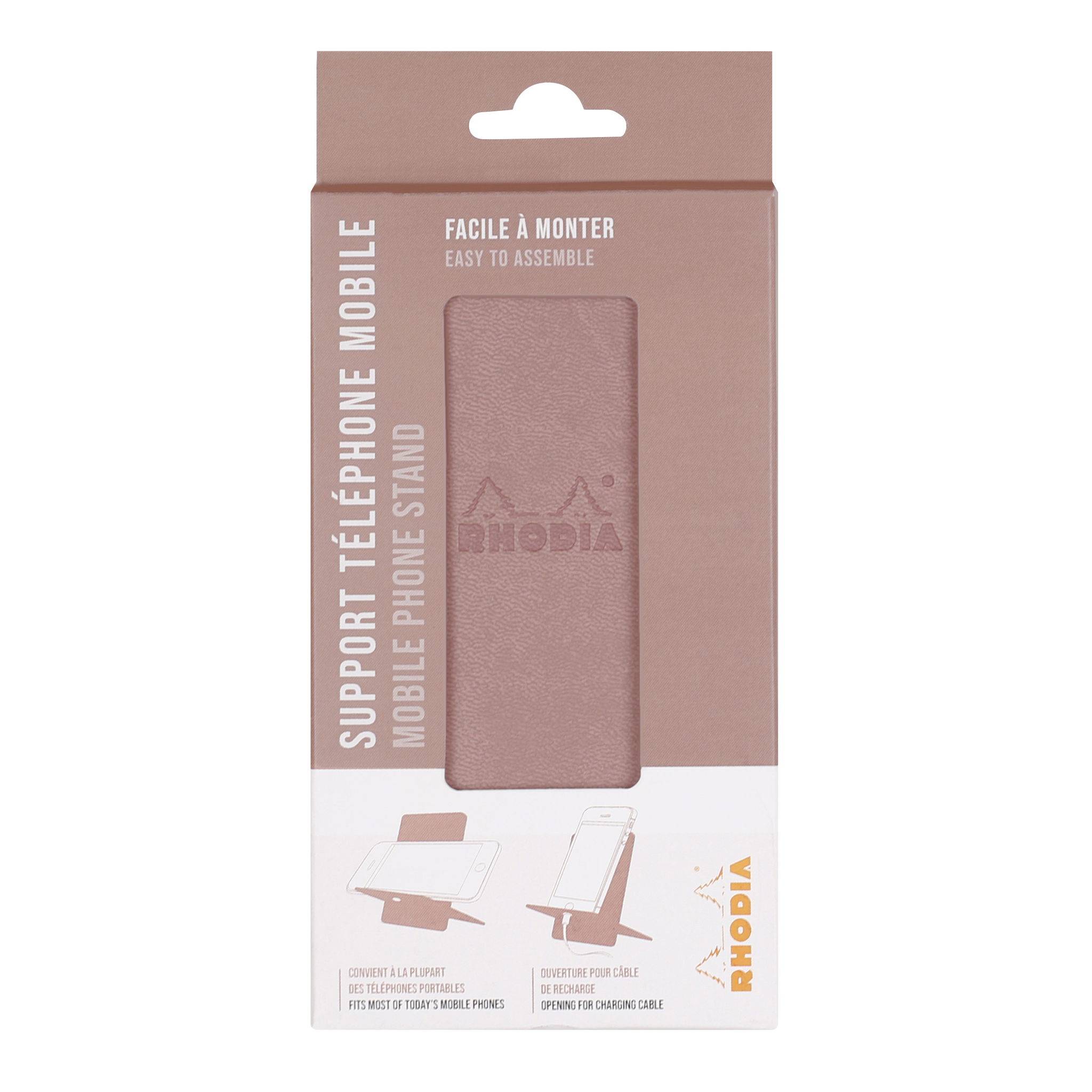 Rhodia Handyhalter italienischem Kunstleder 13x8x8,5 cm Rosenholz 194415C