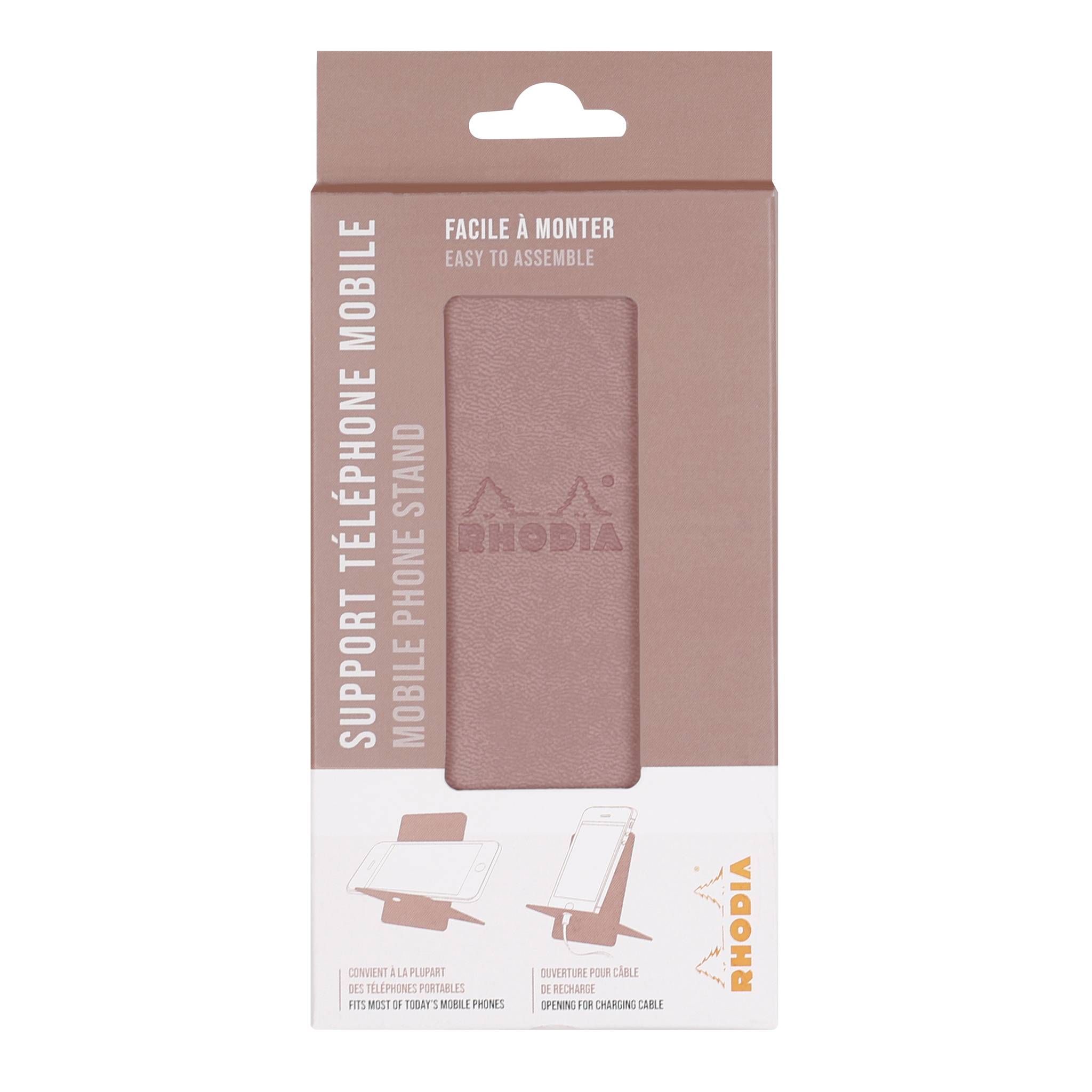 Rhodia Handyhalter italienischem Kunstleder 13x8x8,5 cm Rosenholz 194415C