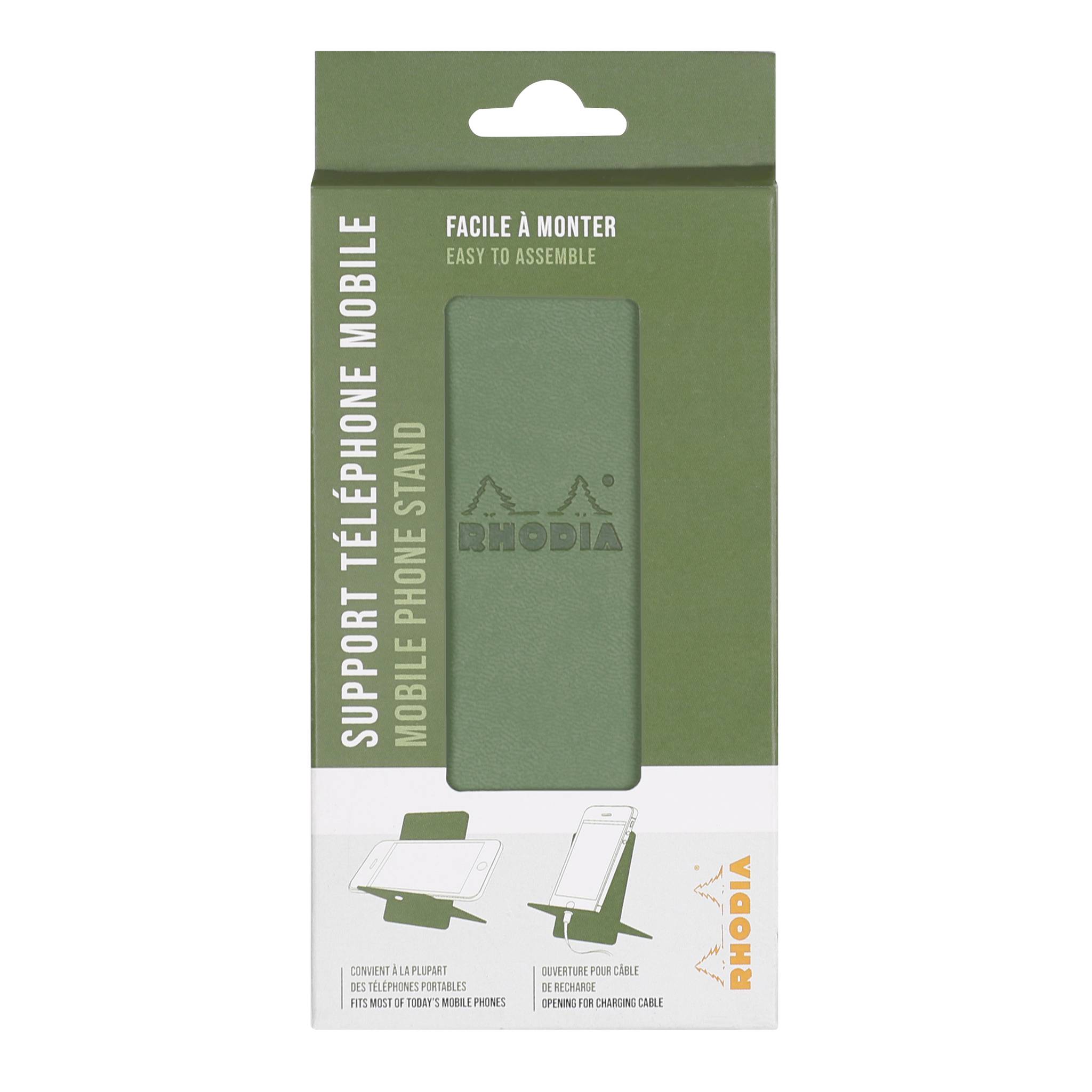 Rhodia Handyhalter italienischem Kunstleder 13x8x8,5 cm Salbeigrün 194418C