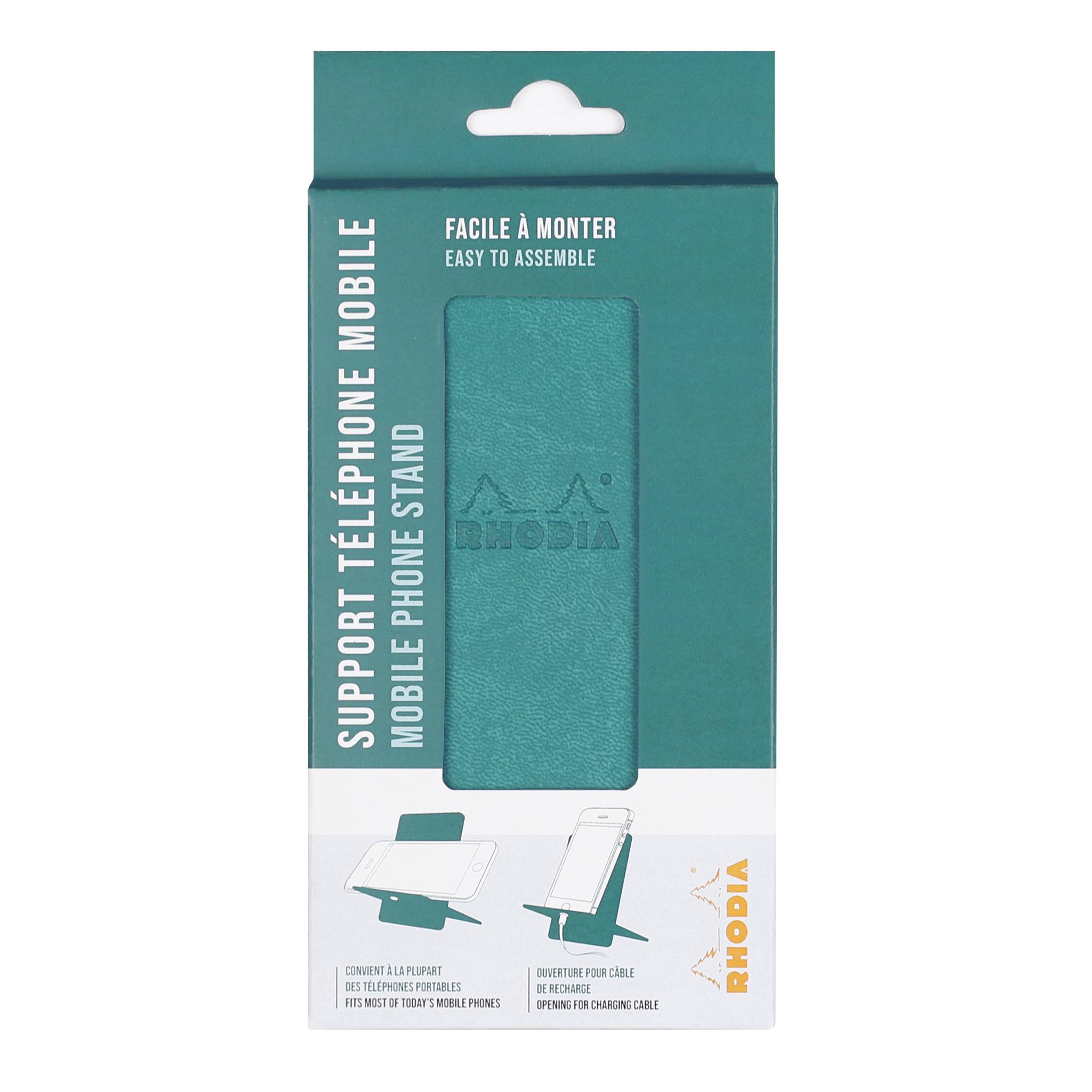 Rhodia Handyhalter italienischem Kunstleder 13x8x8,5 cm Pfaugrün 194420C