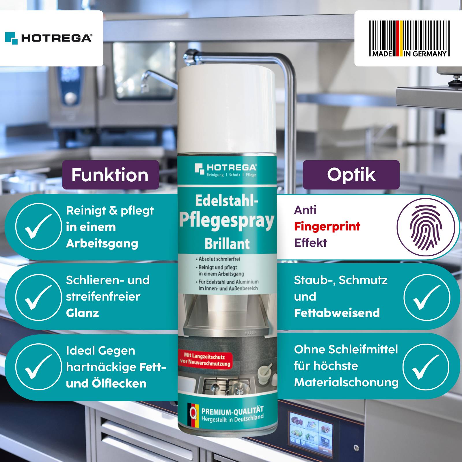 HOTREGA Küchenset Reinigung & Pflege Hochglanz 5-teilig