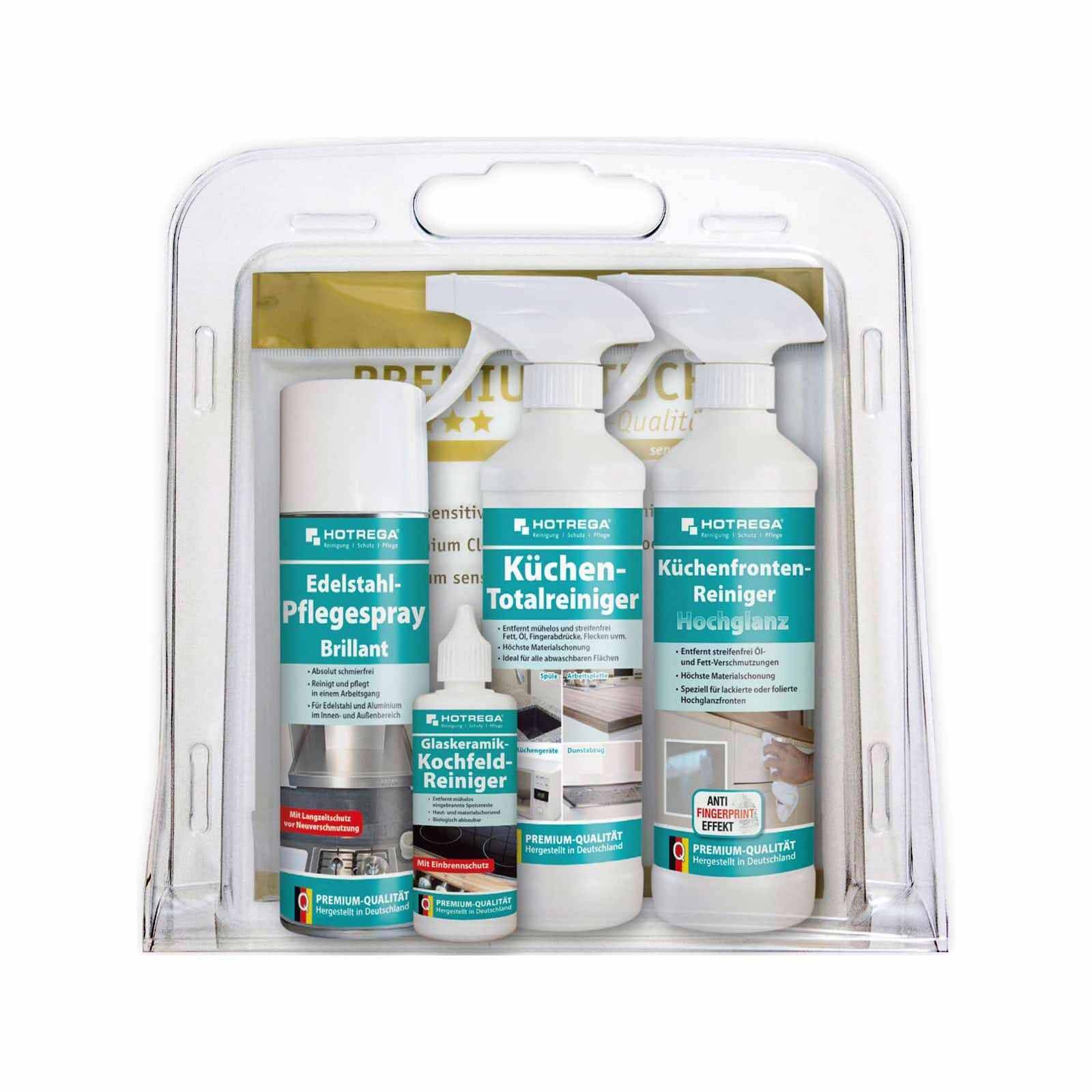 HOTREGA Küchen-Set Reinigung und Pflege Hochglanz 5-teilig