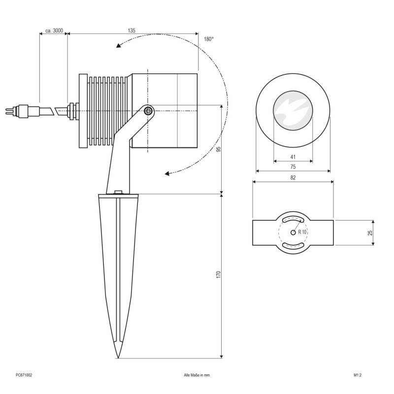 EVN Lichttechnik P-LED COB Spot m.Erdspieß PC 671002 alu-mt