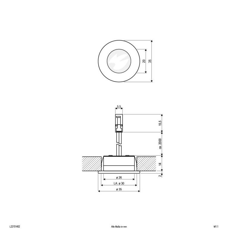 EVN Lichttechnik LED-Deckeneinbauleuchte L22151402