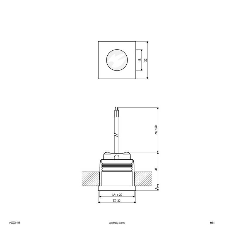 EVN Lichttechnik P-LED Deckeneinbauleuchte P04030102
