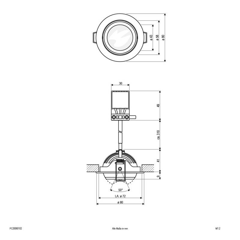 EVN Lichttechnik P-LED Deckeneinbauleuchte PC20080102