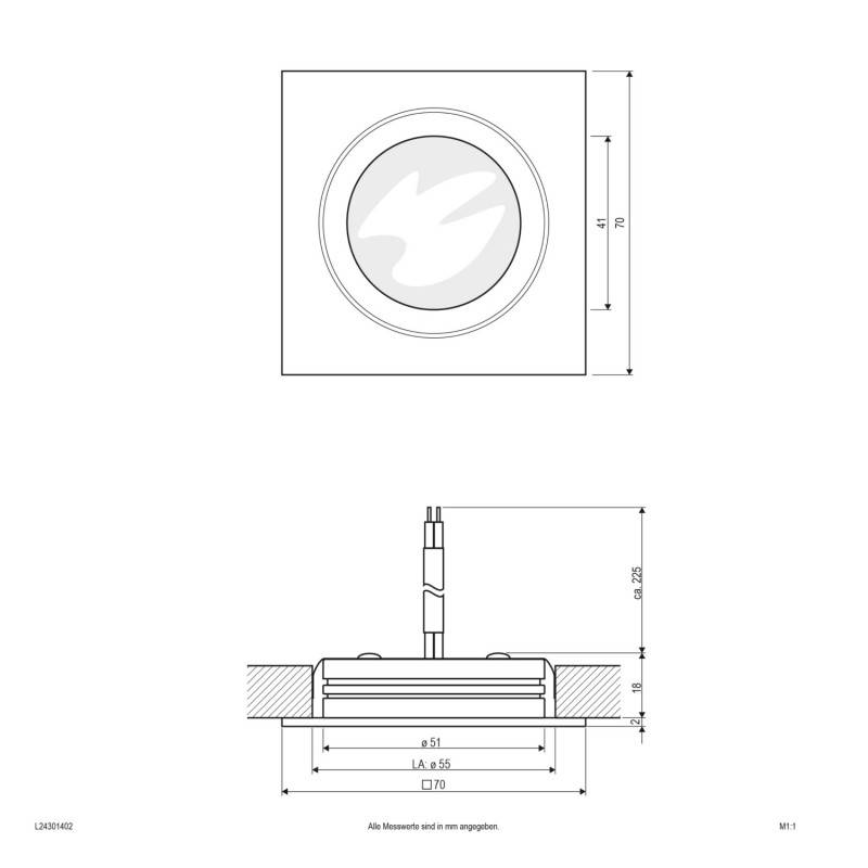 EVN Lichttechnik LED-Deckeneinbauleuchte L24301402 alu