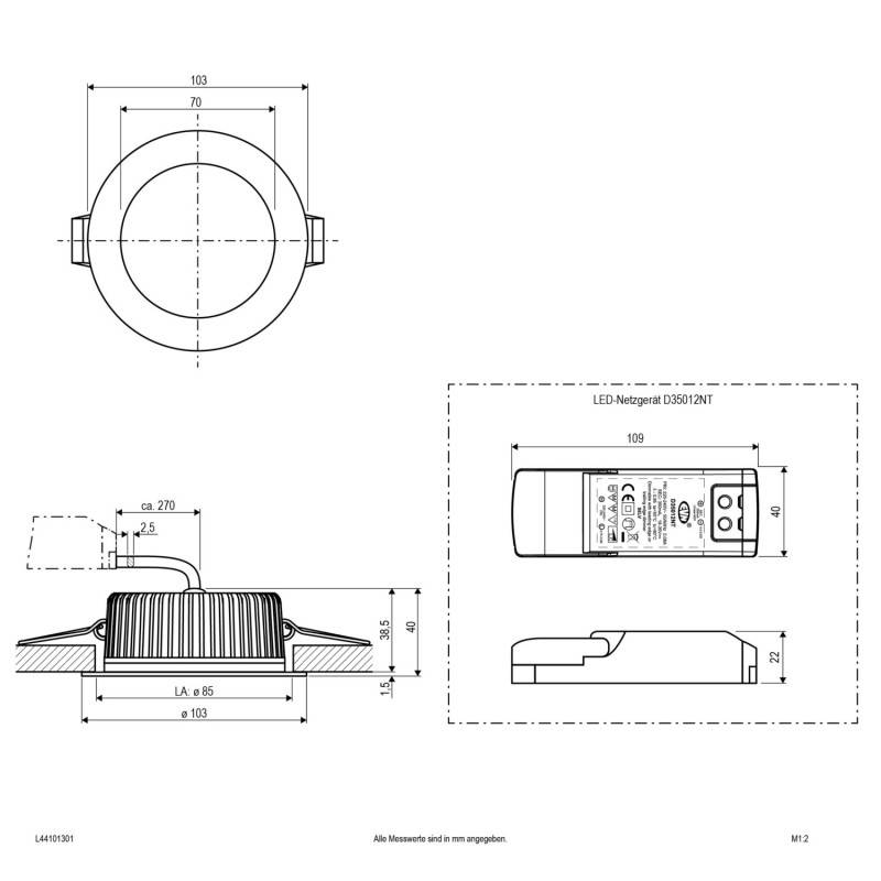 EVN Lichttechnik LED-Deckeneinbauleuchte L44101301 chr/sat