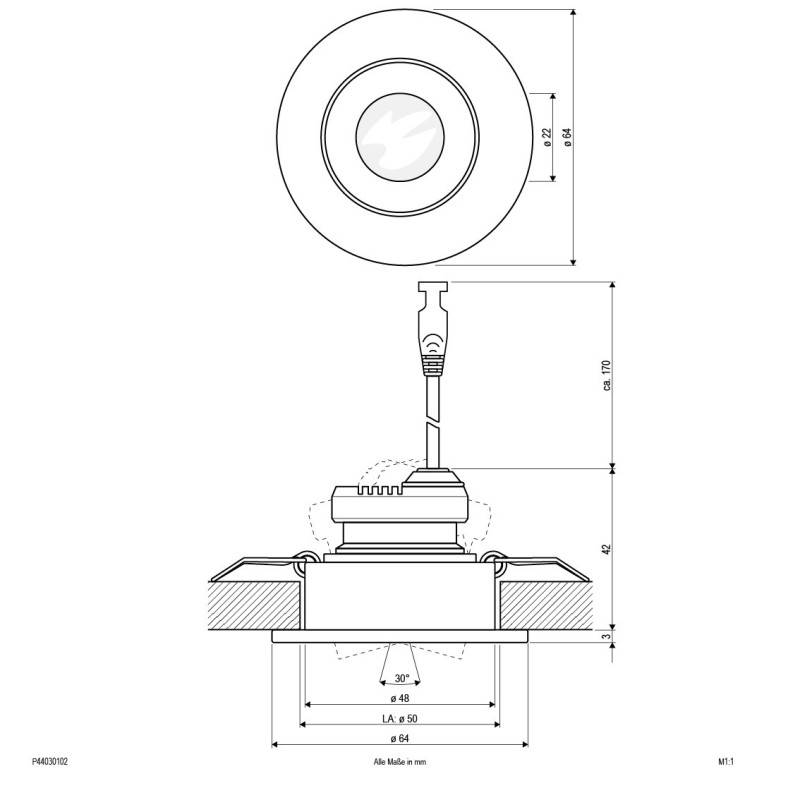 EVN Lichttechnik LED-Deckeneinbauleuchte P44030102 ws