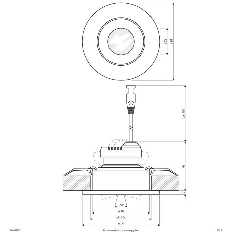 EVN Lichttechnik LED-Deckeneinbauleuchte P44031302 eds