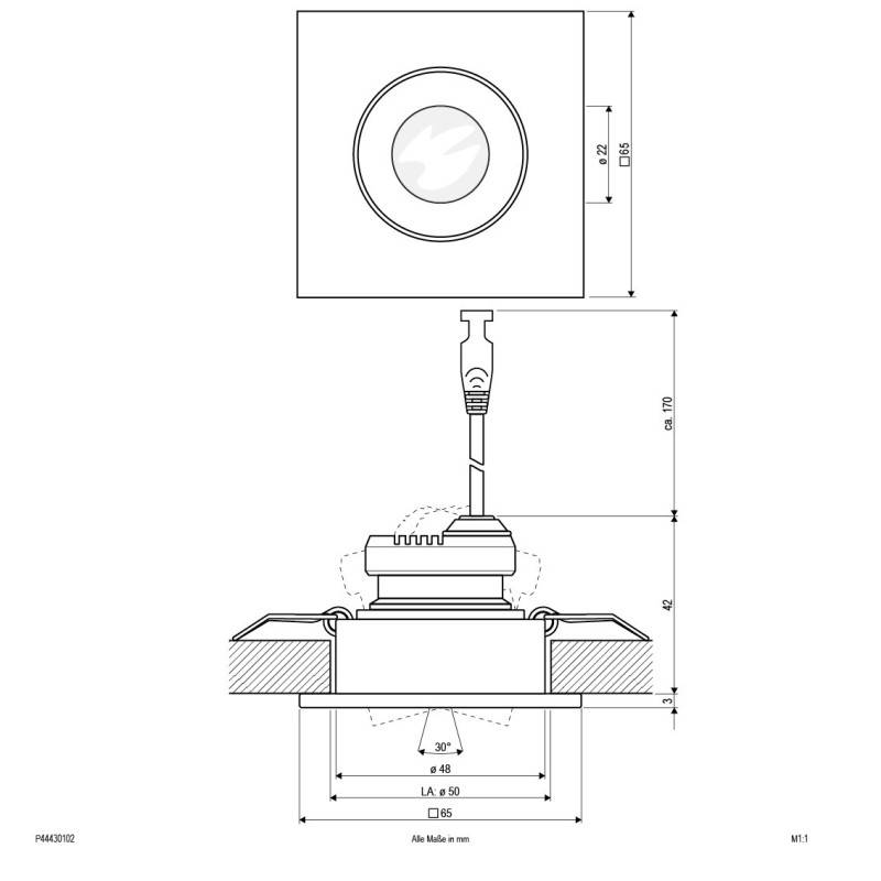 EVN Lichttechnik LED-Deckeneinbauleuchte P44430102 ws