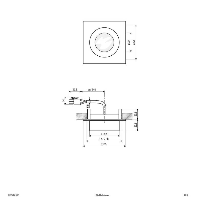 EVN Lichttechnik LED-Deckeneinbauleuchte PC25061402 alu