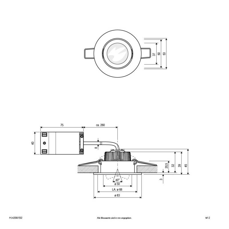 EVN Lichttechnik LED-Deckeneinbauleuchte PCH20061502 chr/mt