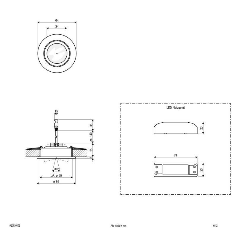 EVN Lichttechnik P-LED Deckeneinbauleuchte P23030102
