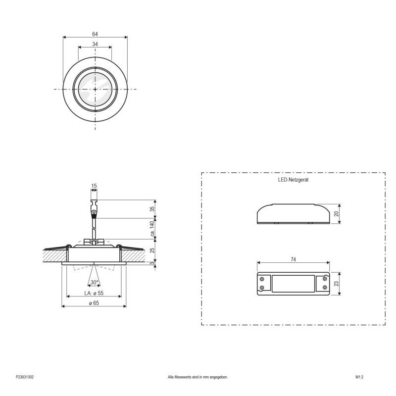 EVN Lichttechnik P-LED Deckeneinbauleuchte P23031302