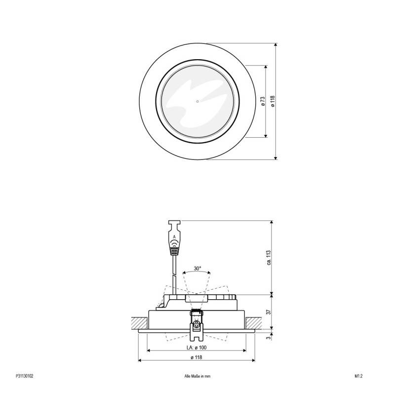 EVN Lichttechnik P-LED Deckeneinbauleuchte P31130102