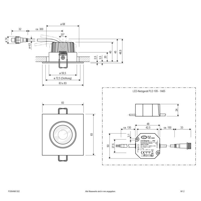 EVN Lichttechnik P-LED Deckeneinbauleuchte PC654N91302