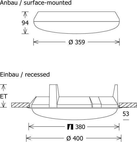 LTS Licht&Leuchten LED-Anbau-u.Einbauleuchte DISC-I 40.1740 ws