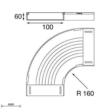 2 Stk. Unex Flachbogen 90° grau 66110-48