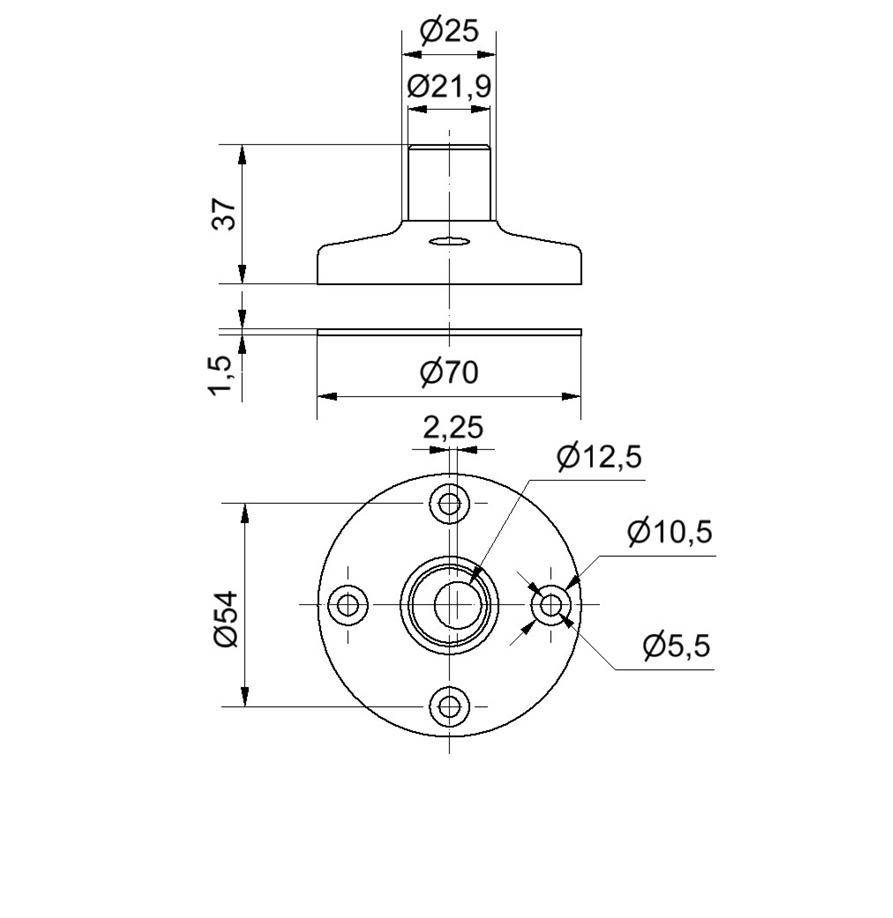 Werma Fuß für Rohr D25mm GY 96000050