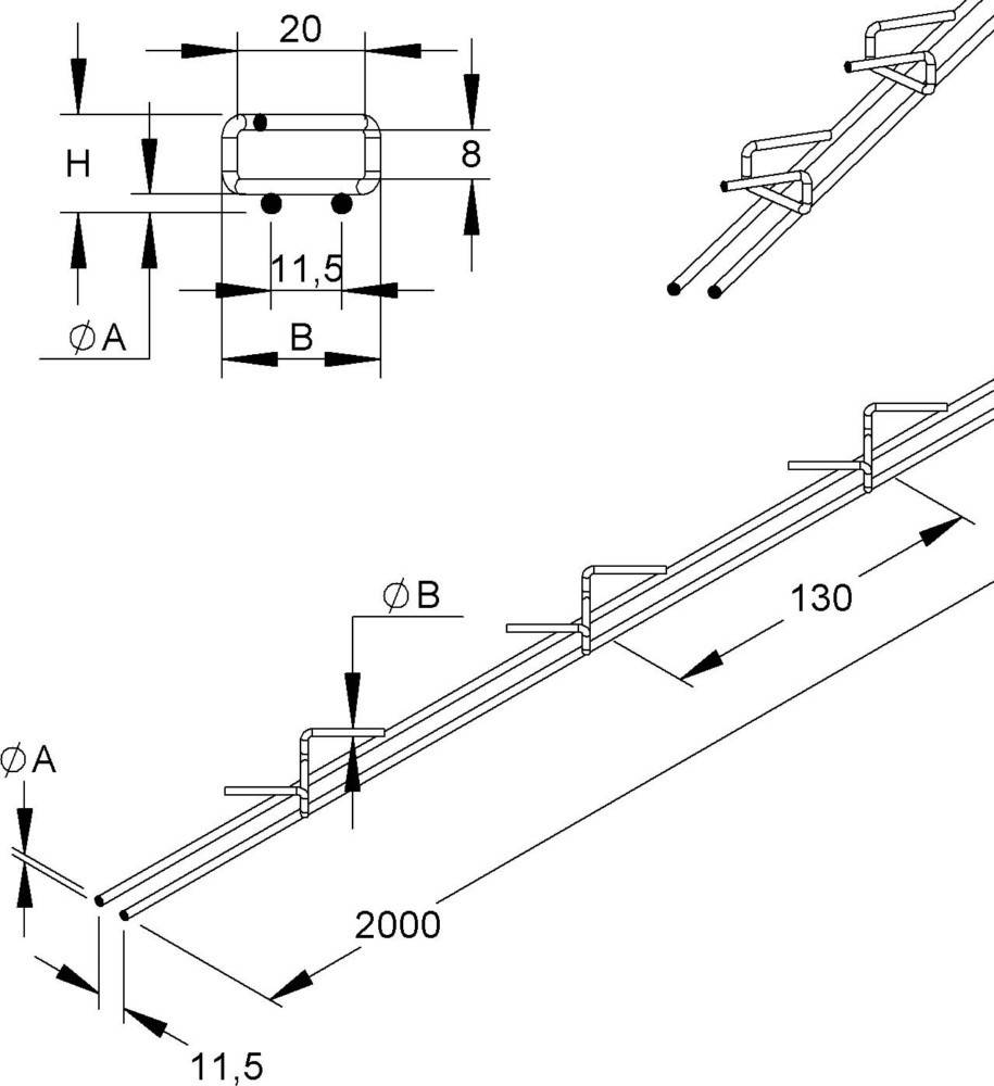 2 Mtr. Niedax Kabelträger MCH 8.20 E3