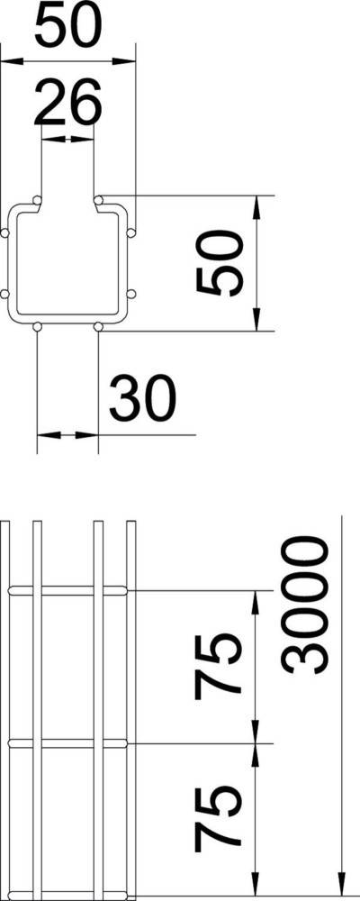 3 Mtr. OBO Bettermann C-Gitterrinne CGR 50 50FTK LGR