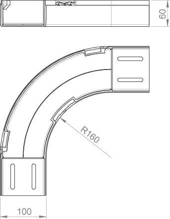 2 Stk. Unex Flachbogen 90Grad 66110