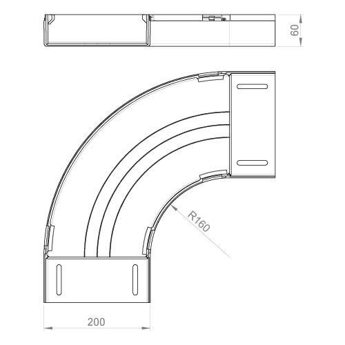 2 Stk. Unex Flachbogen 90Grad 66210