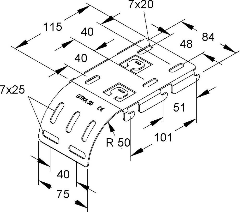 Niedax Kabelabgangsblech GTKA 50 E4