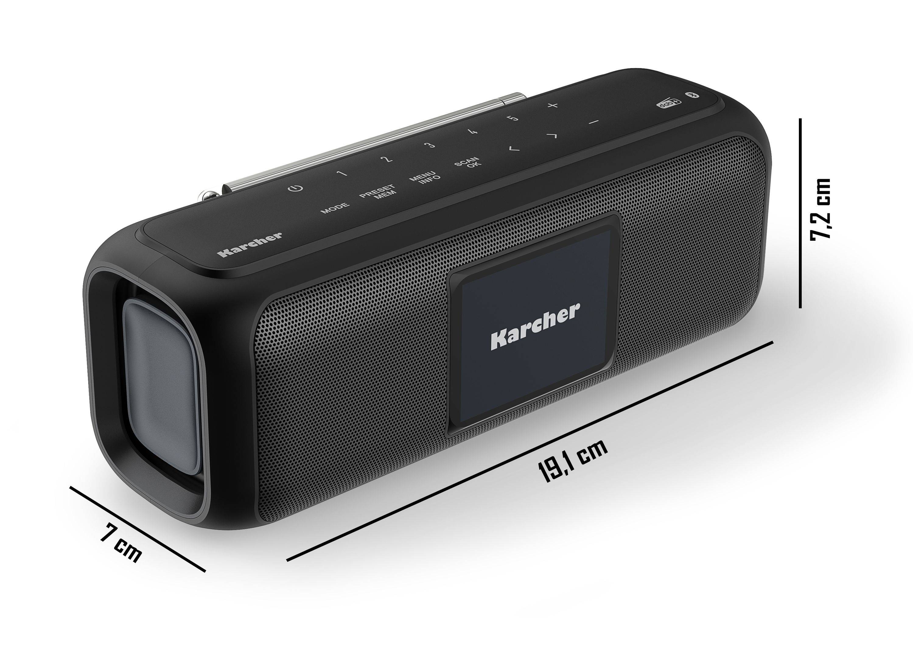 Karcher DAB Go tragbarer Bluetooth Lautsprecher & Digitalradio DAB+ / UKW Radio mit 2,4" Farbdisplay/ 5 Watt Stereo-Sound