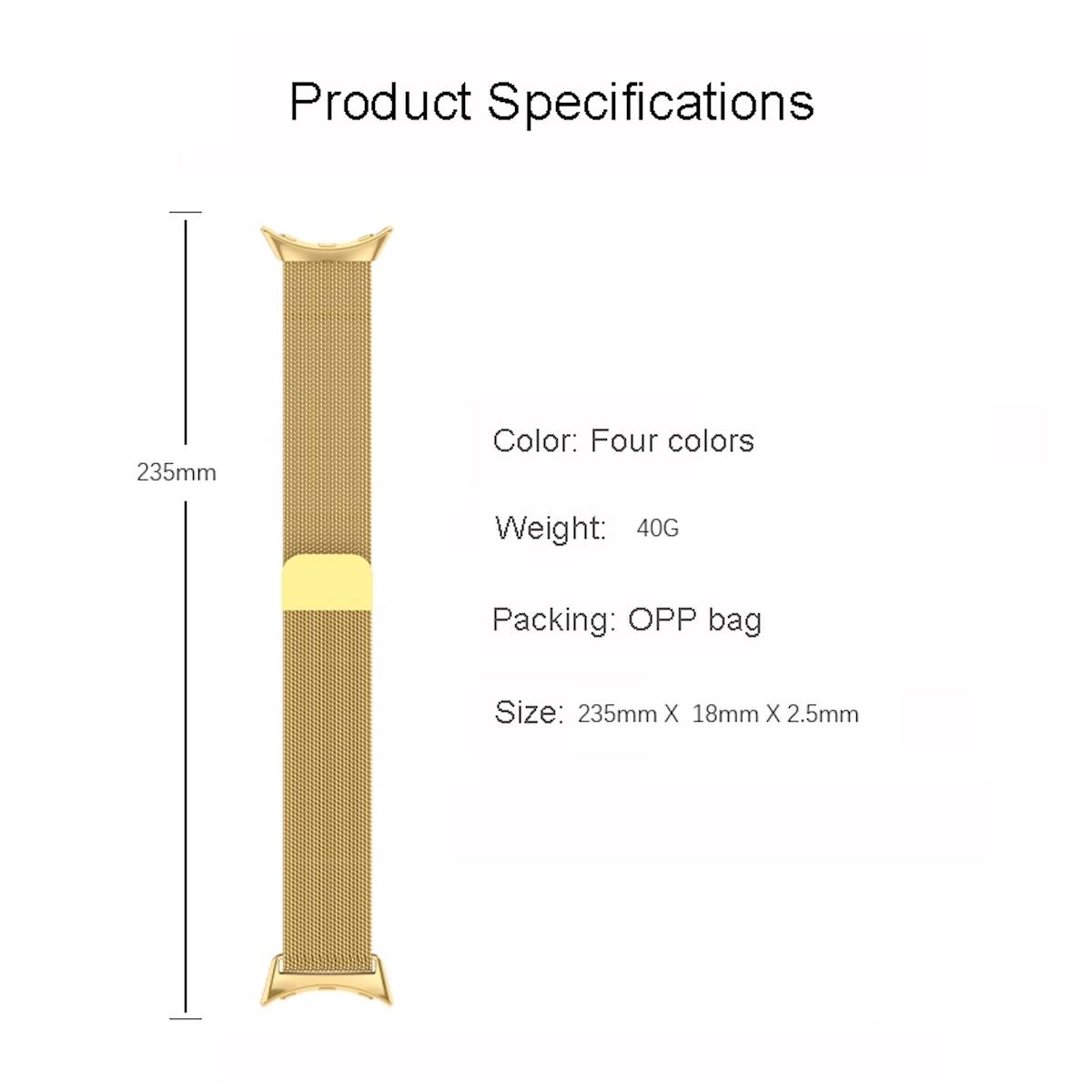 Für Google Pixel Watch 3 41mm / 2 / 1 Gewebter Stoff Armband Gold