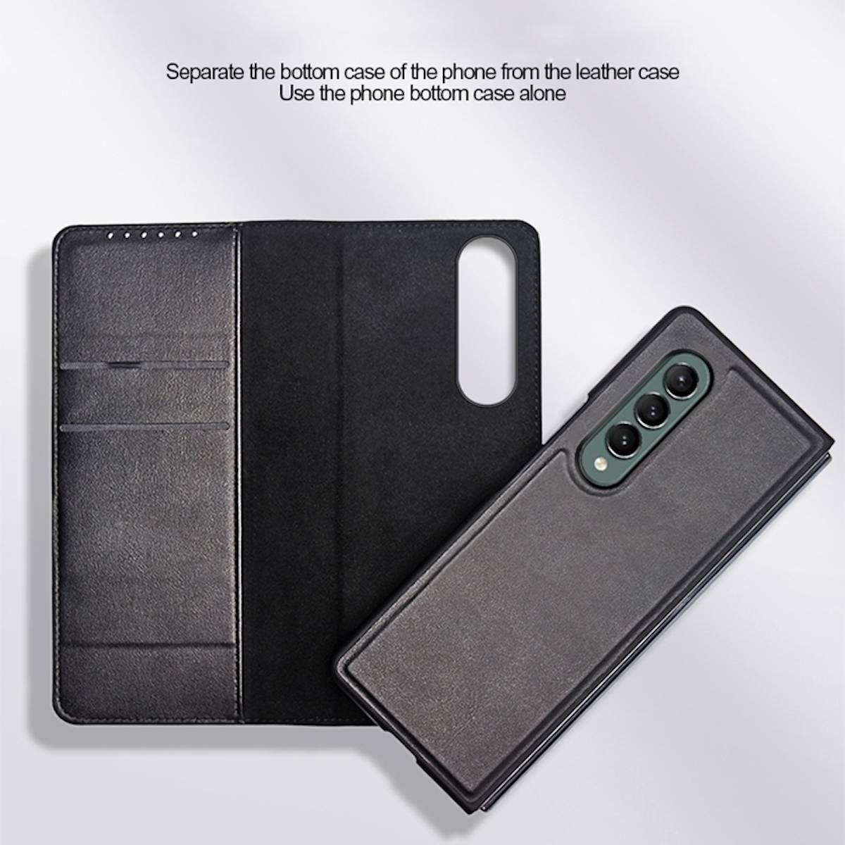 Für Samsung Galaxy Z Fold4 5G Carbon Kunstleder Kunststoff Handy Tasche Hülle Etuis Braun