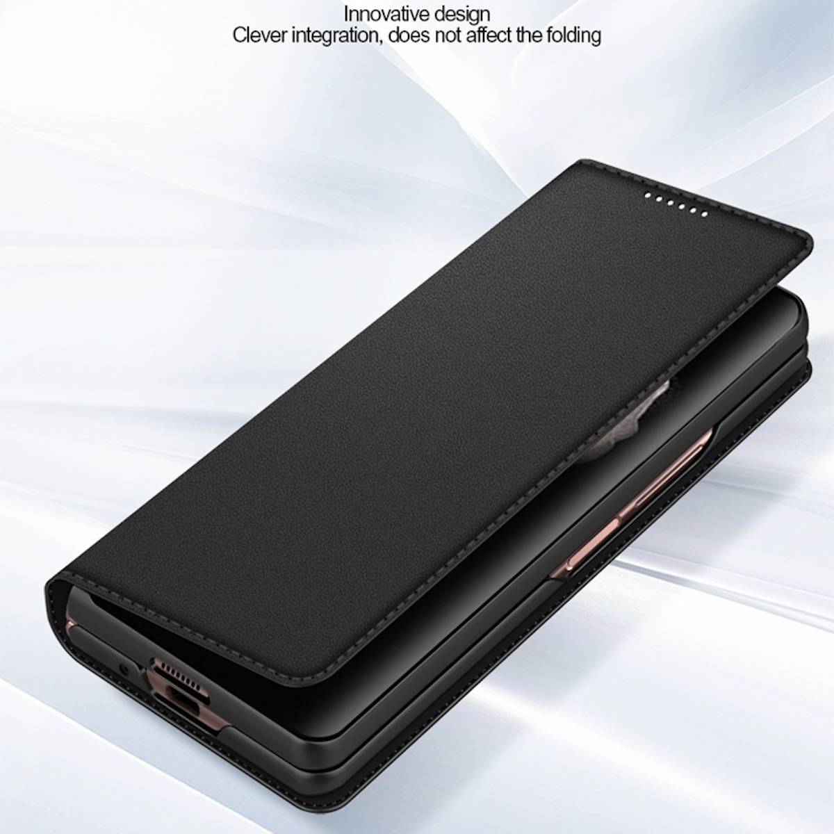 Für Samsung Galaxy Z Fold4 5G Carbon Kunstleder Kunststoff Handy Tasche Hülle Etuis Braun