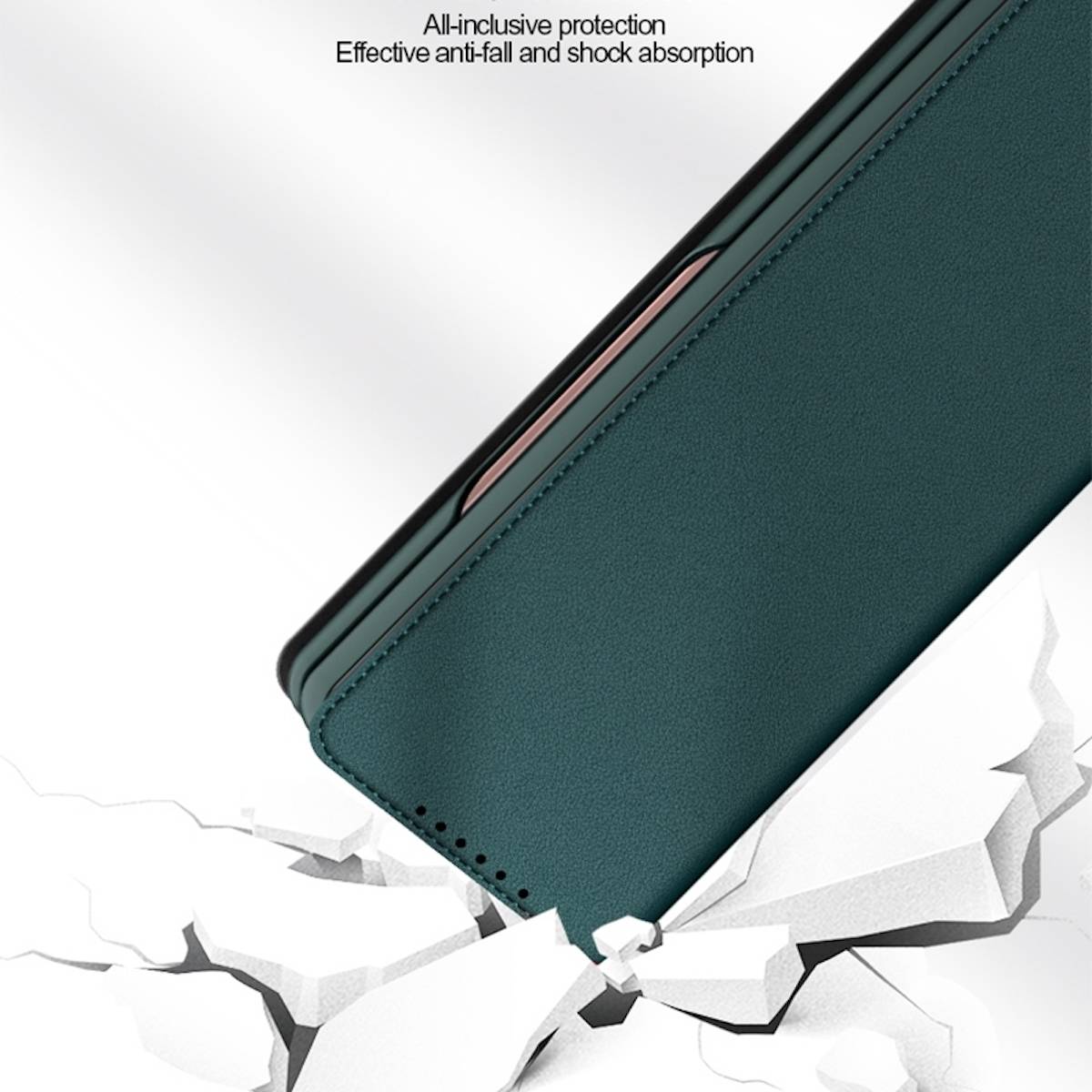 Für Samsung Galaxy Z Fold4 5G Carbon Kunstleder Kunststoff Handy Tasche Hülle Etuis Braun