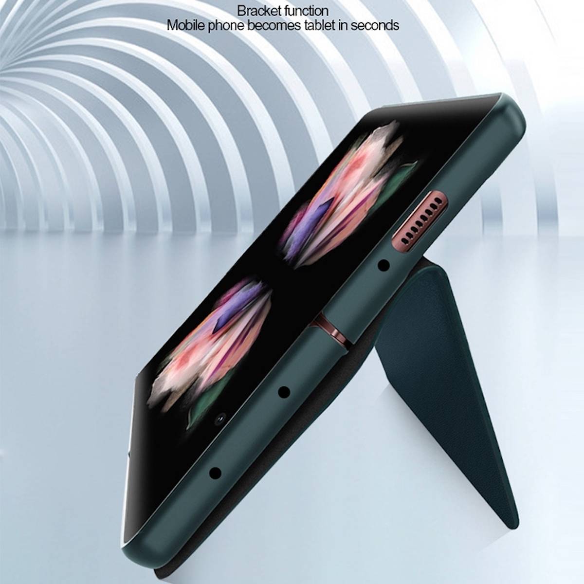 Für Samsung Galaxy Z Fold4 5G Carbon Kunstleder Kunststoff Handy Tasche Hülle Etuis Braun