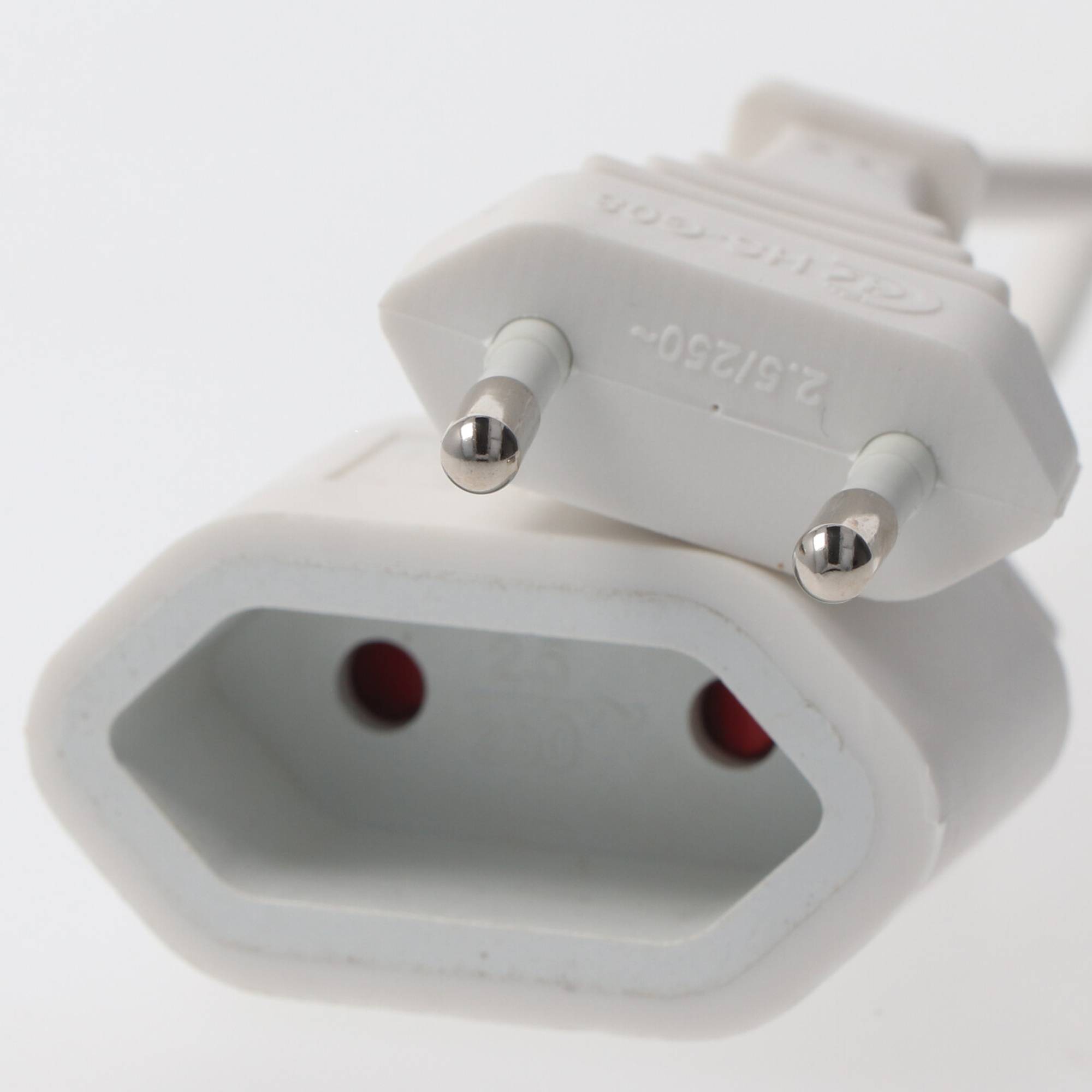 5m EURO Verlängerungskabel für den flachen Eurostecker 2-polig, Farbe weiß