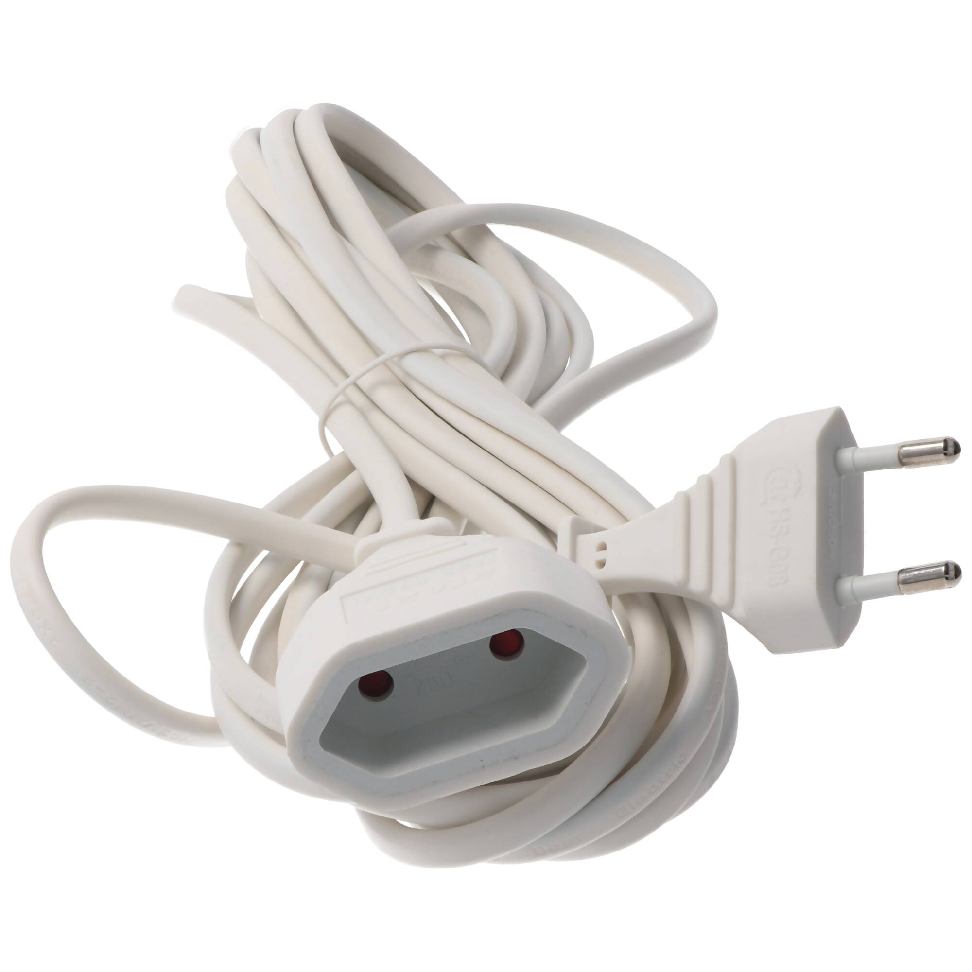 3m EURO Verlängerungskabel für den flachen Eurostecker 2-polig, Farbe weiß