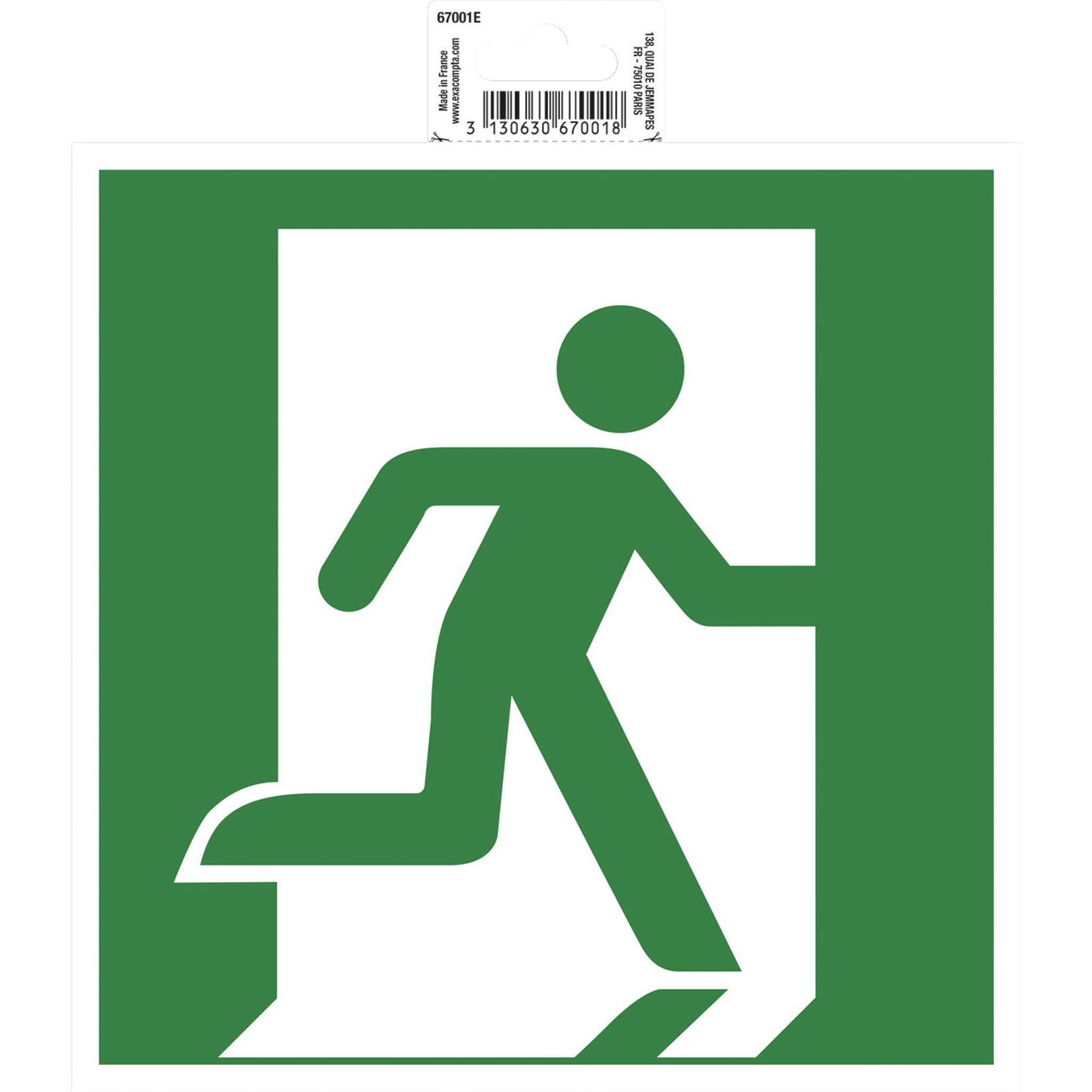Exacompta Hinweisschild Evakuierung rechts PVC selbstklebend 20x20cm Grün 67001E