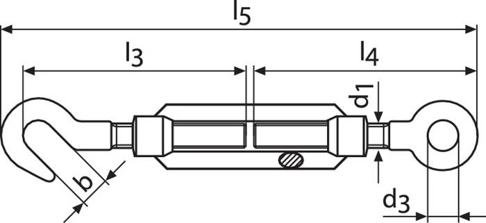 Technische Zeichnung eines Sechskantschraubes mit gekennzeichneten Abmessungen L5 und 3, die Maße und Form für Konstruktionsspezifikationen anzeigen.