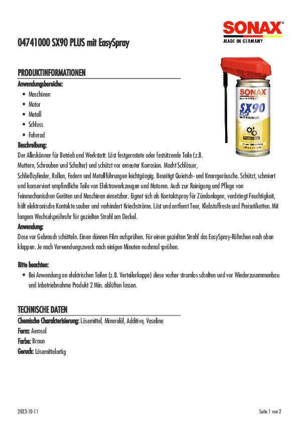 Multifunktionsspray SX90 PLUS 100ml Spraydose m.Easyspray SONAX